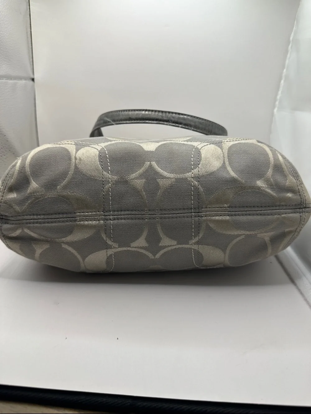 Coach Poppy Hallie Silver Signature Canvas Shoulder Bag - Picture 5 of 12
